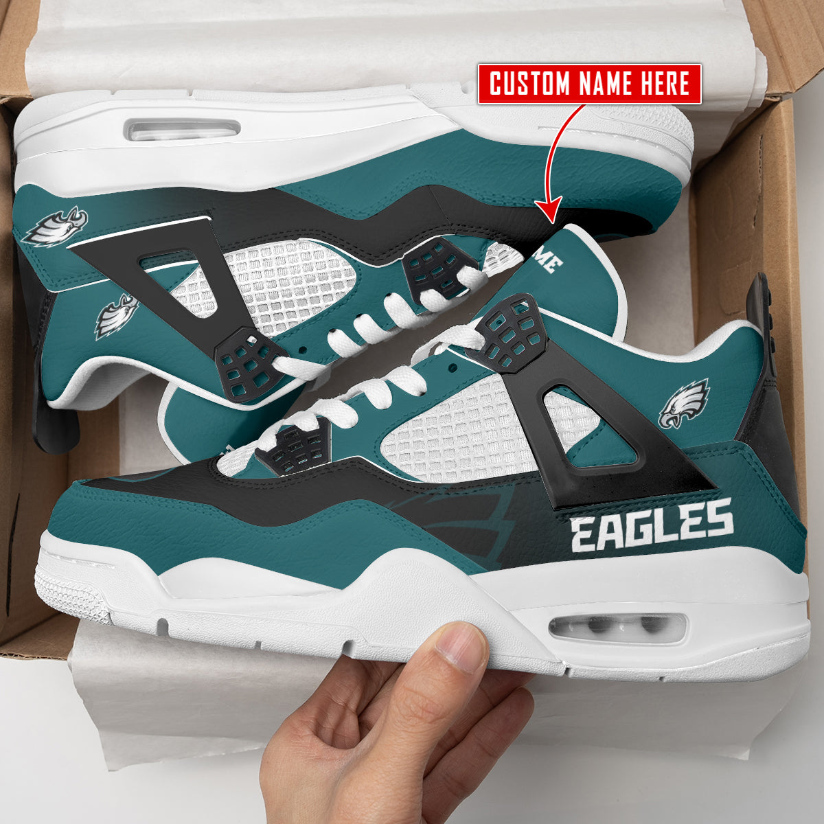 Philadelphia Eagles Personalized AJ4 Sneaker BG310