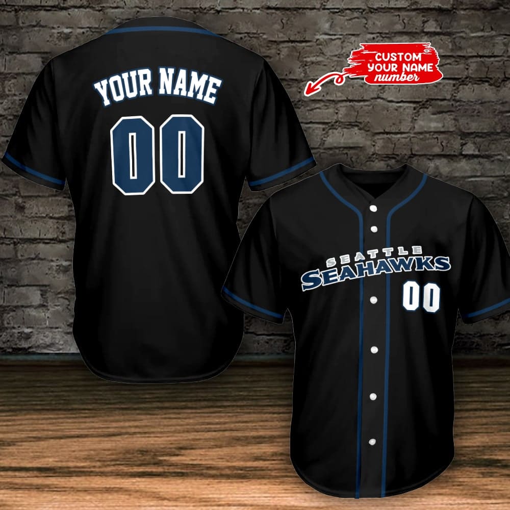 Seattle Seahawks Personalized Baseball Jersey BG791