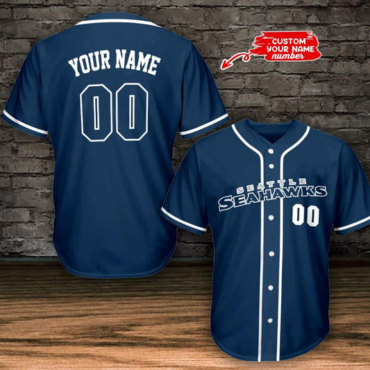 Seattle Seahawks Personalized Baseball Jersey BG791