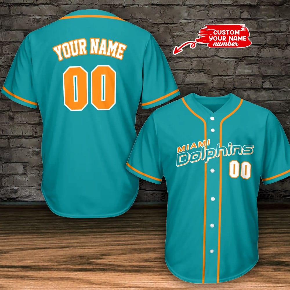 Miami Dolphins Personalized Baseball Jersey BG794