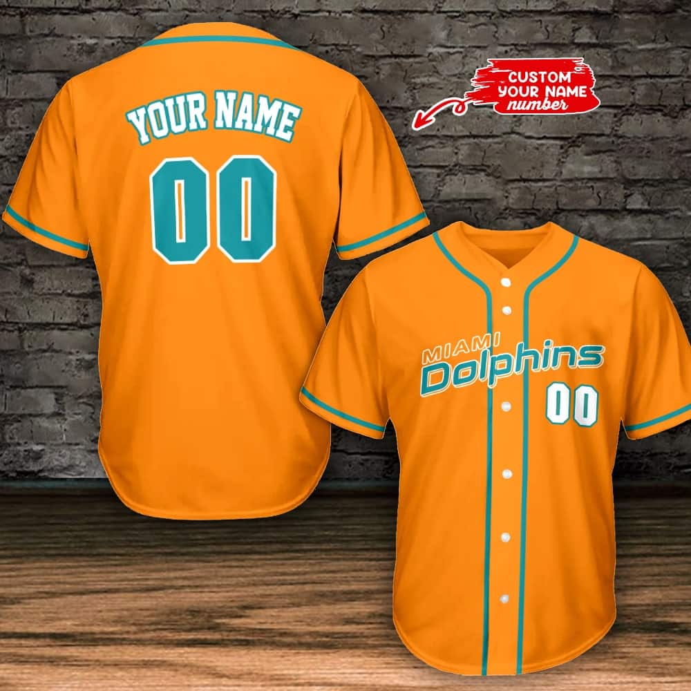 Miami Dolphins Personalized Baseball Jersey BG794
