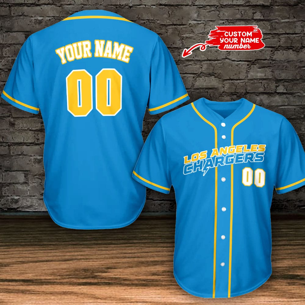 Los Angeles Chargers Personalized Baseball Jersey BG796
