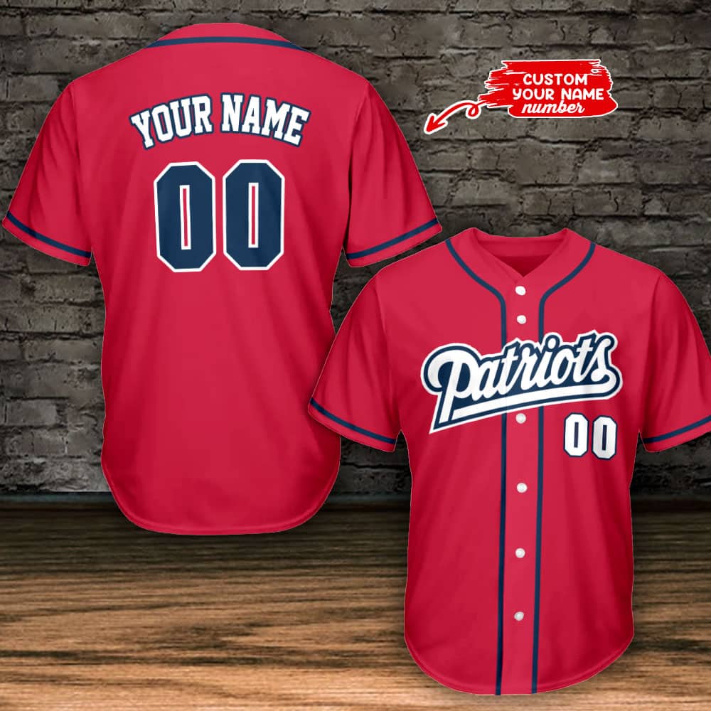 New England Patriots Personalized Baseball Jersey BG797