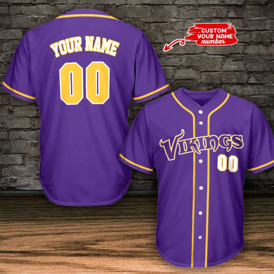 Minnesota Vikings Personalized Baseball Jersey BG798