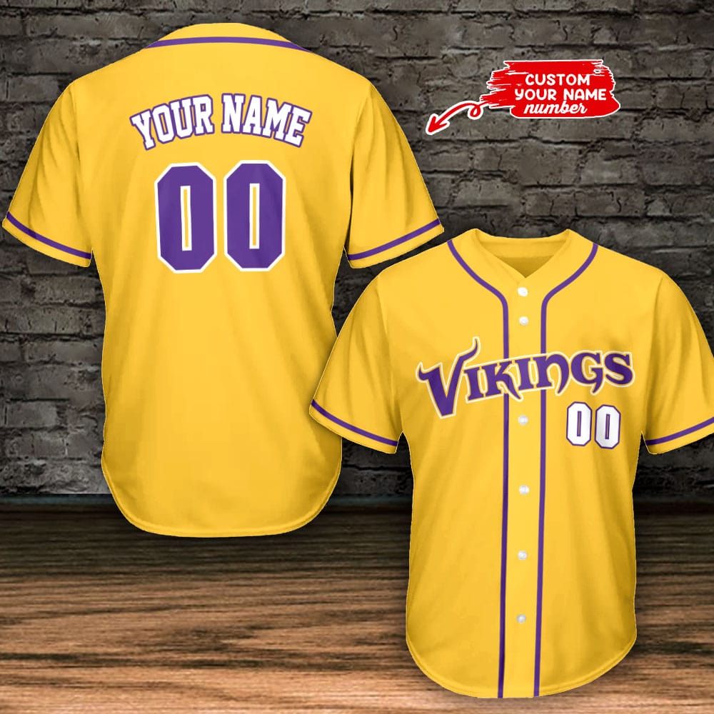 Minnesota Vikings Personalized Baseball Jersey BG798