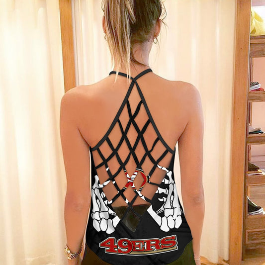 San Francisco 49ers Leggings And Criss Cross Tank Top BG113