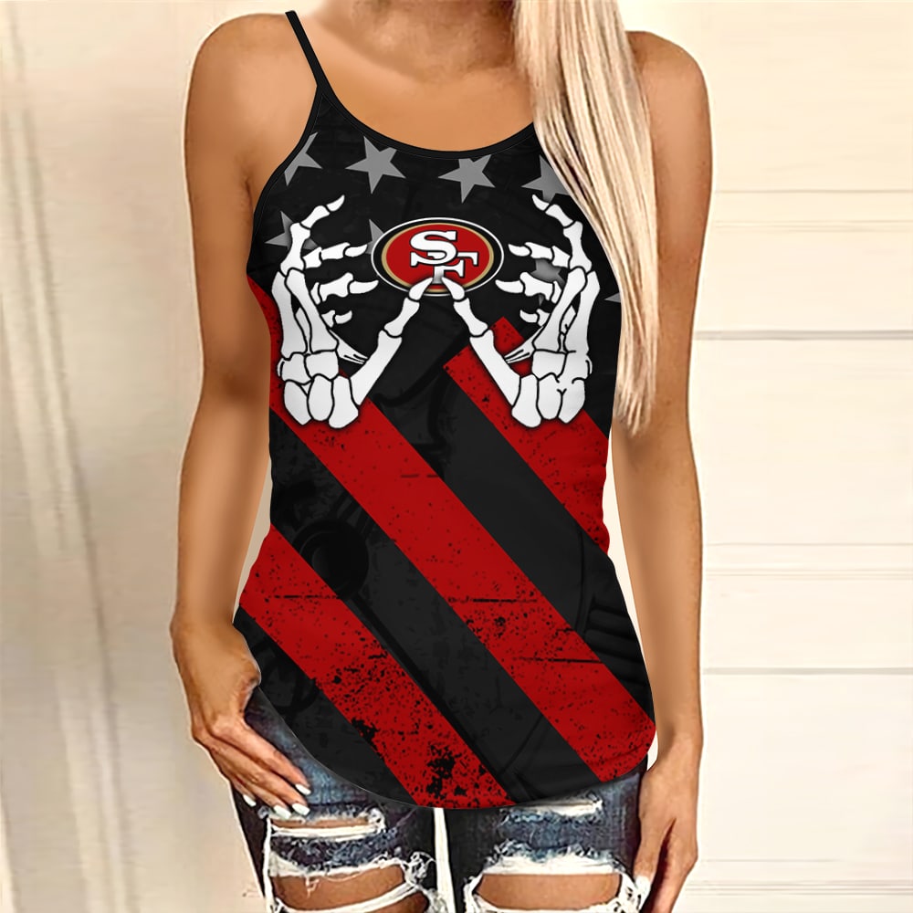 San Francisco 49ers Leggings And Criss Cross Tank Top BG113