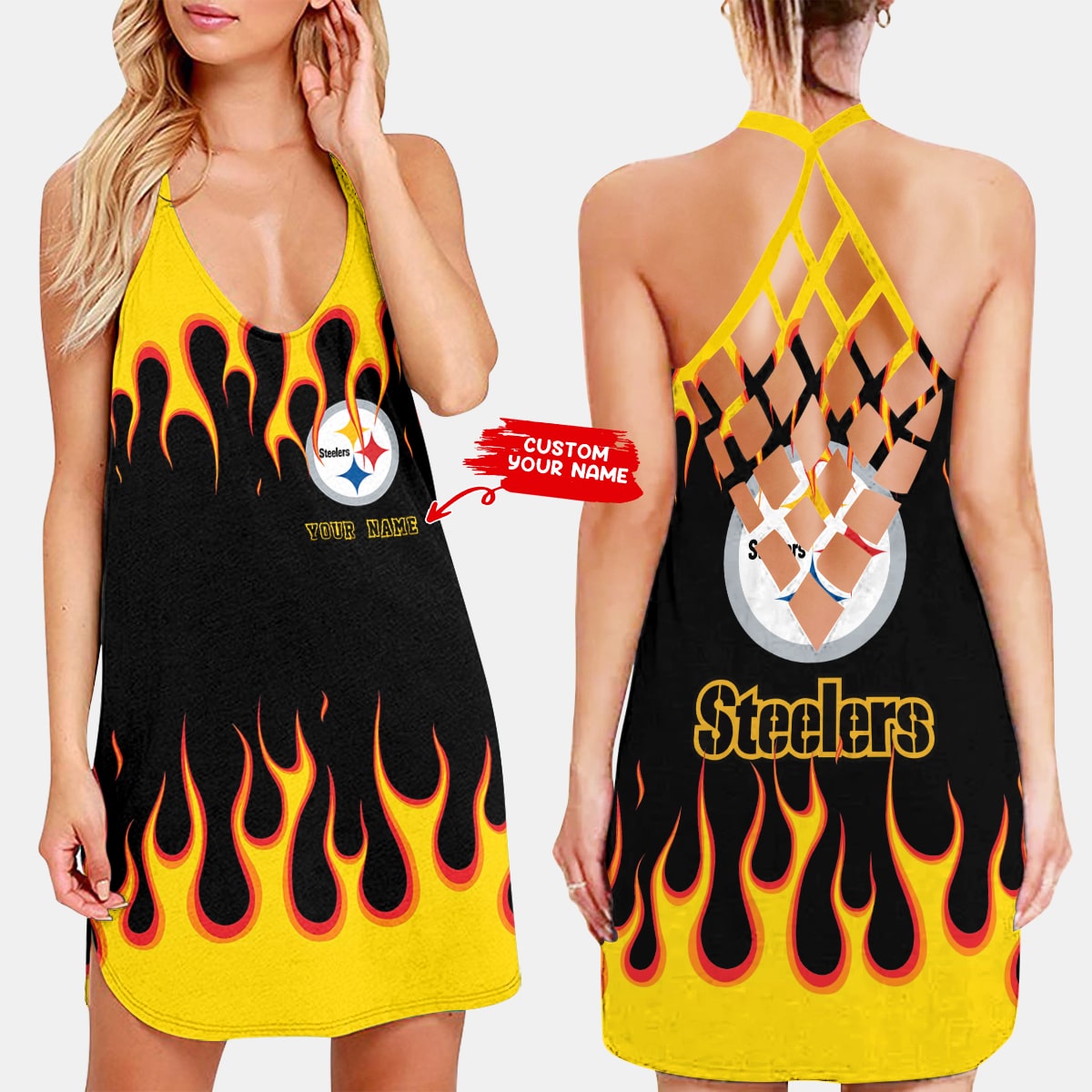 Pittsburgh Steelers Personalized Criss-Cross Dress 47