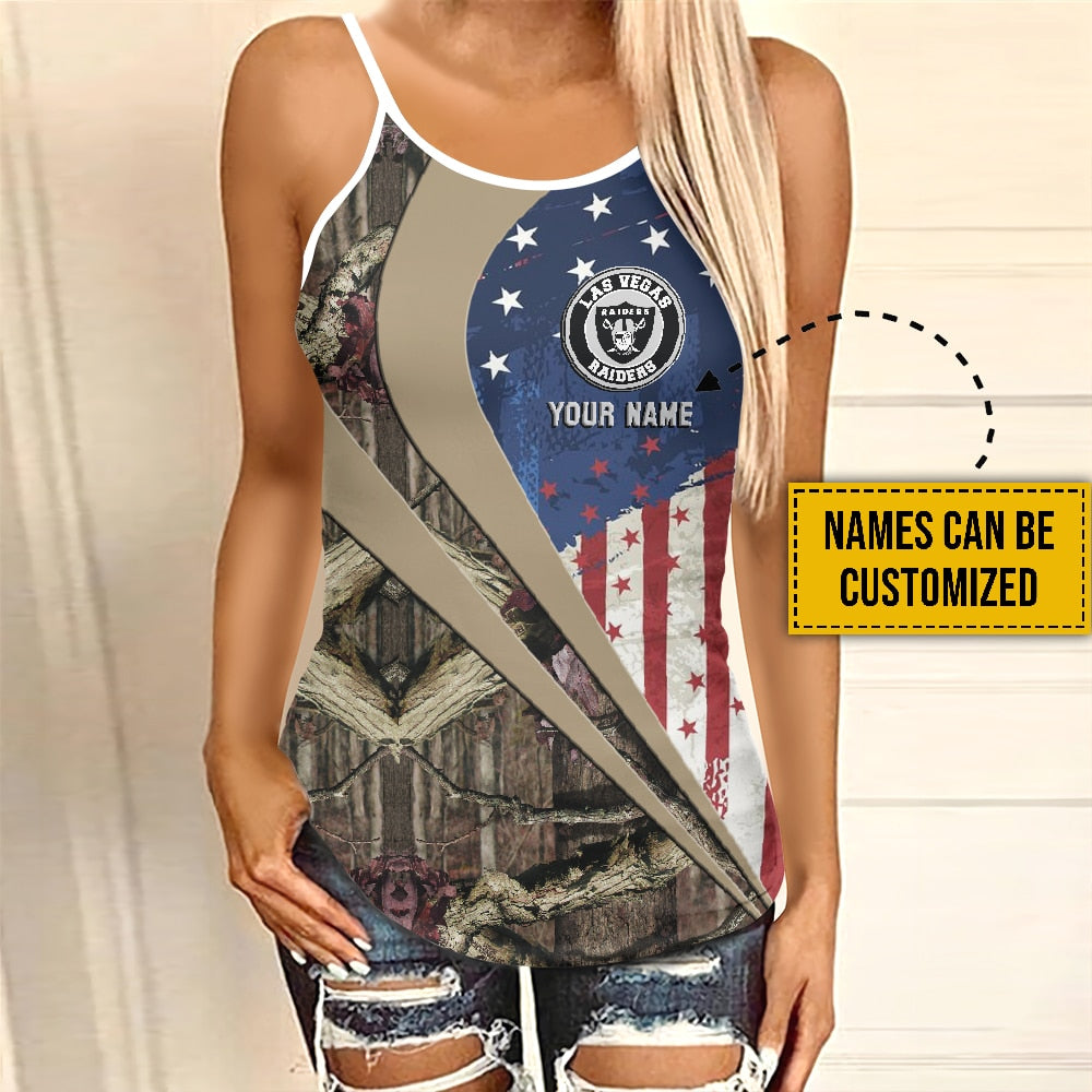 Las Vegas Raiders Personalized Criss Cross Tank Top BG107