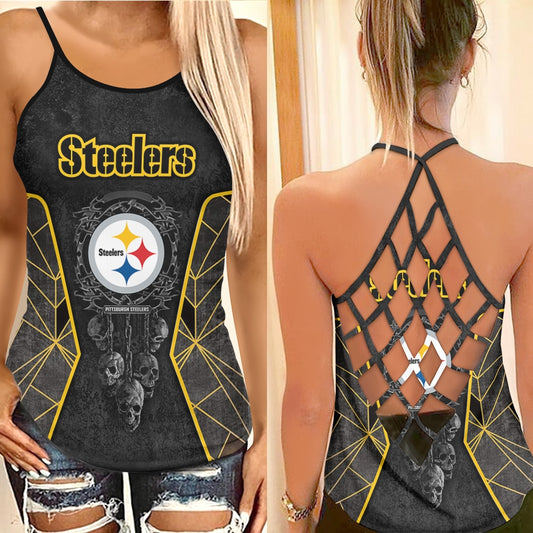 Pittsburgh Steelers Criss Cross Tank Top BG114