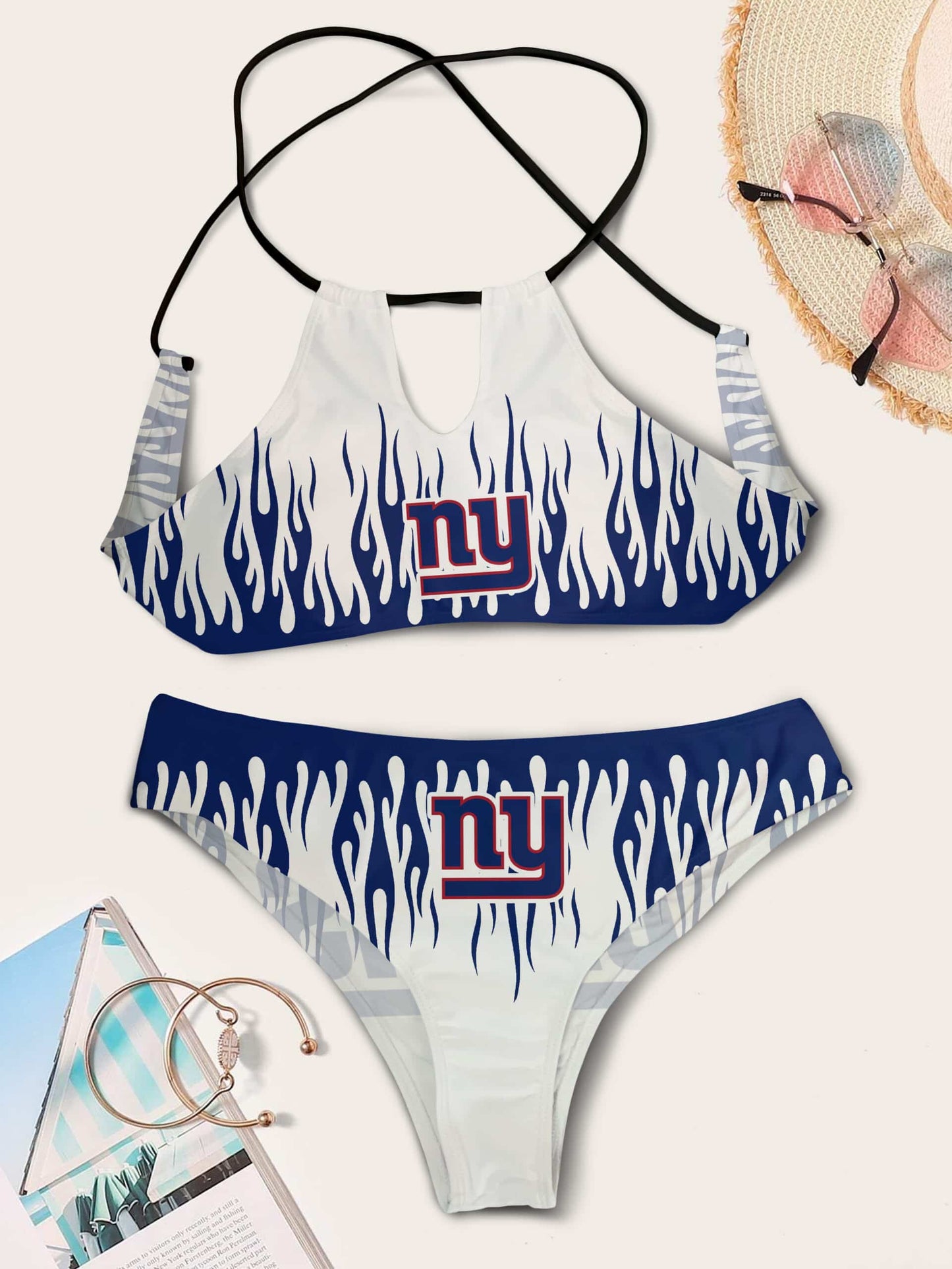 New York Giants Women’s Cami Keyhole One-piece Swimsuit BG79
