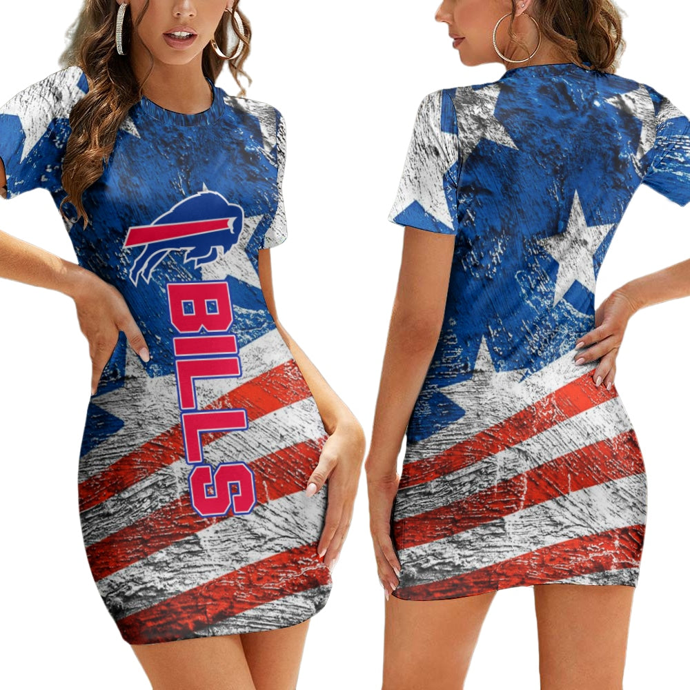 Buffalo Bills Short Sleeve Bodycon Mini Dress BG380