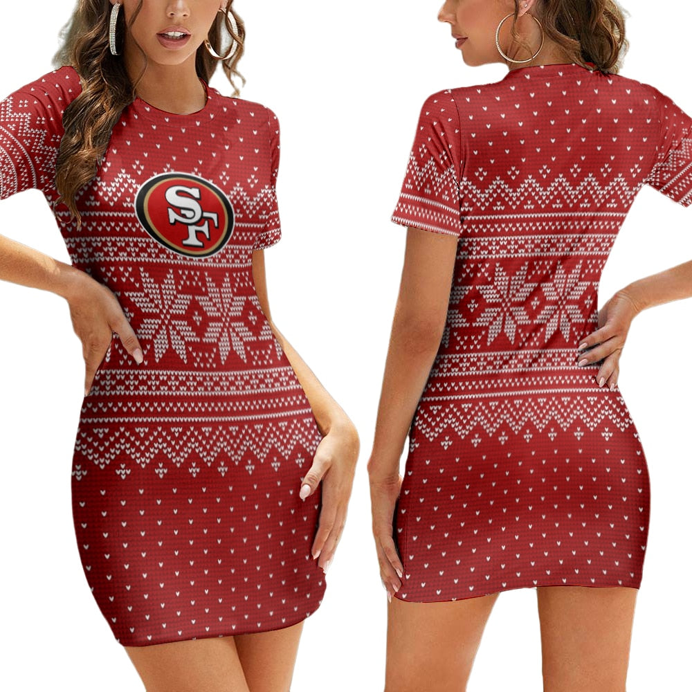 San Francisco 49ers Short Sleeve Bodycon Mini Dress BG388