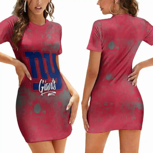 New York Giants Short Sleeve Bodycon Mini Dress BG400