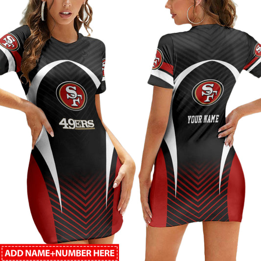 San Francisco 49ers Personalized Short Sleeve Bodycon Mini Dress BGCSD468