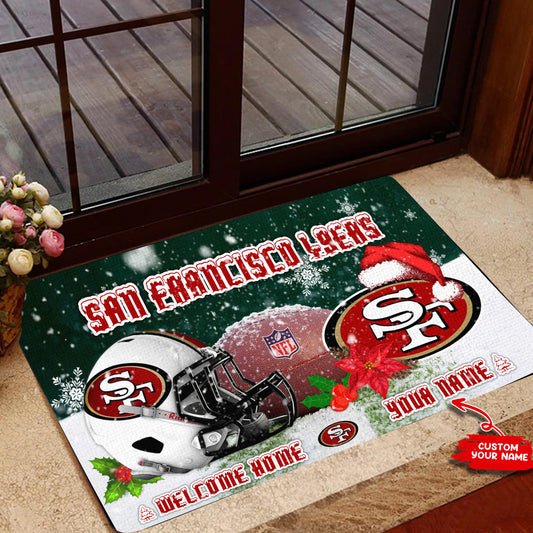 San Francisco 49ers Christmas Personalized Doormat BGDMM570