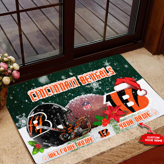 Cincinnati Bengals Christmas Personalized Doormat BGDMM571