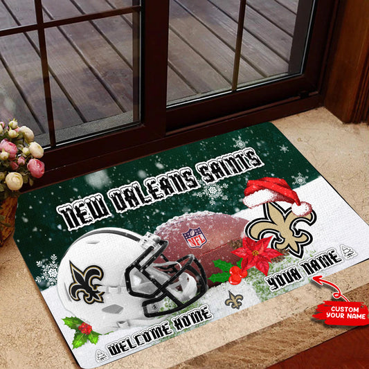New Orleans Saints Christmas Personalized Doormat BGDMM578