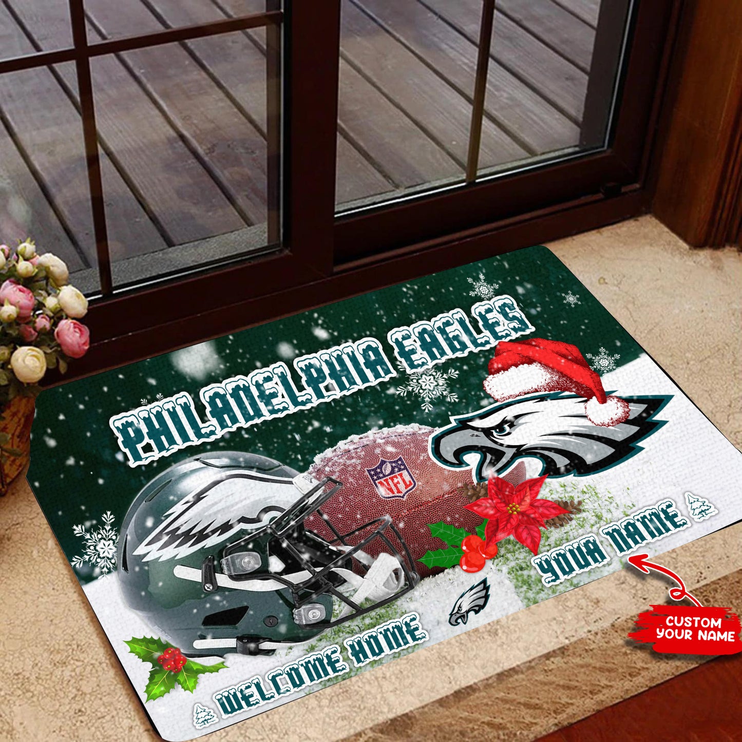 Philadelphia Eagles Christmas Personalized Doormat BGDMM579