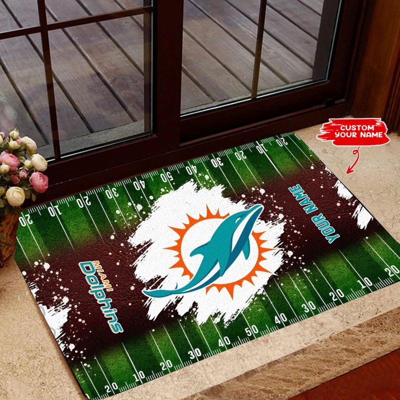 Miami Dolphins Personalized Doormat BGDMM656