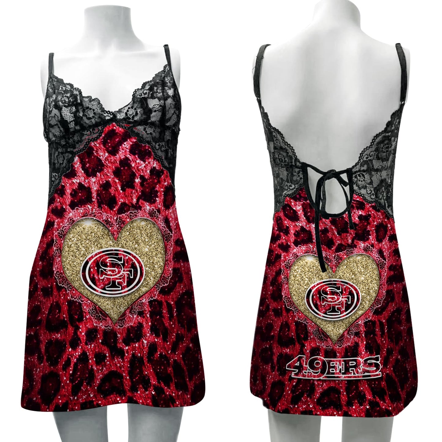 San Francisco 49ers Lace Back Strap Slip Dress BG06