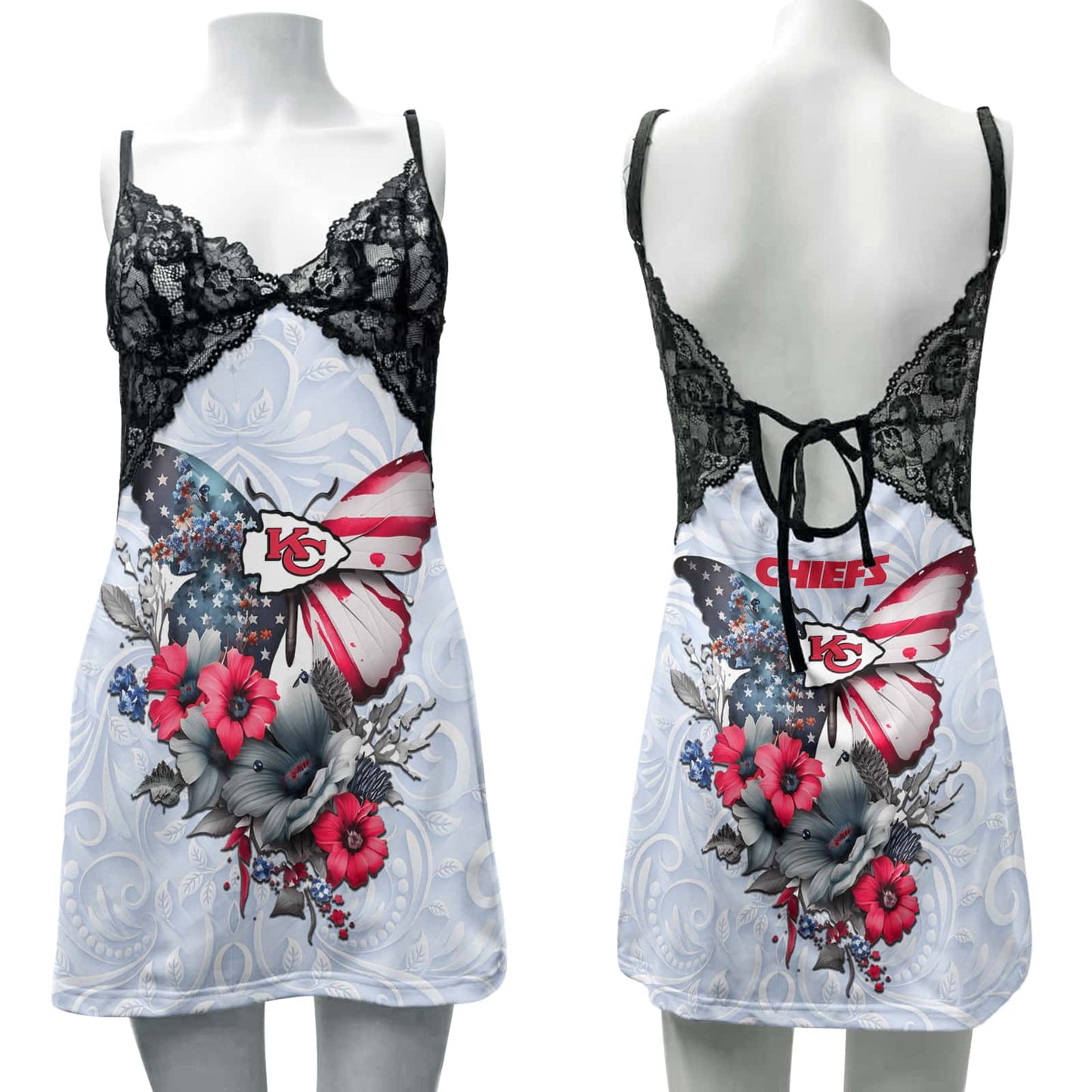 Kansas City Chiefs Lace Back Strap Slip Dress BG12