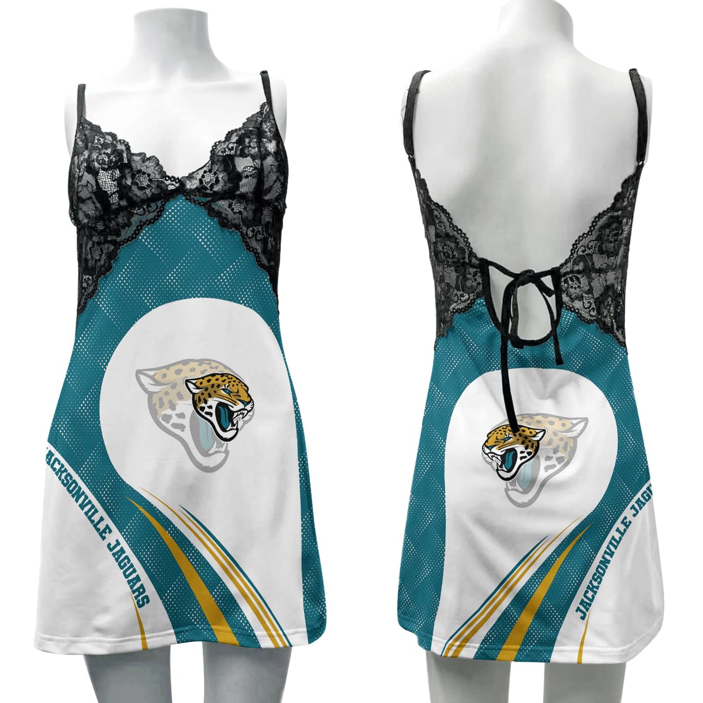 Jacksonville Jaguars Lace Back Strap Slip Dress BG13