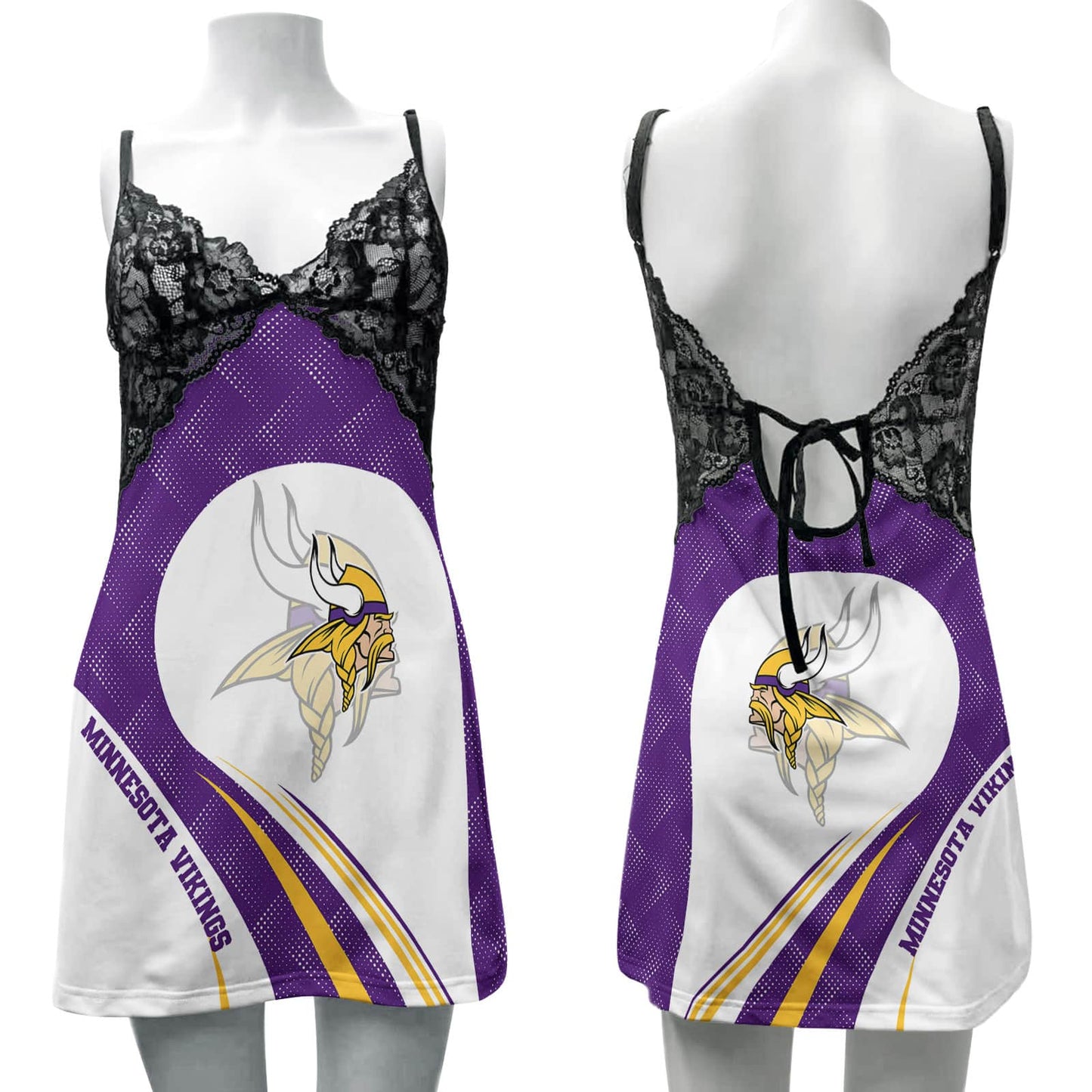 Minnesota Vikings Lace Back Strap Slip Dress BG14