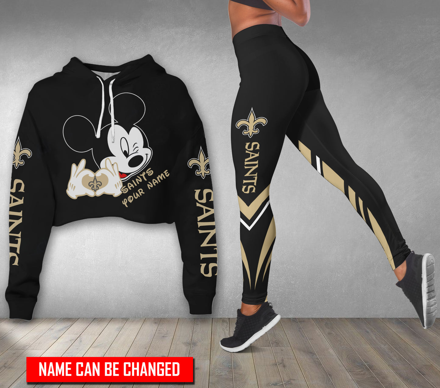 New Orleans Saints Personalized Combo Croptop Hoodie And Leggings BG348