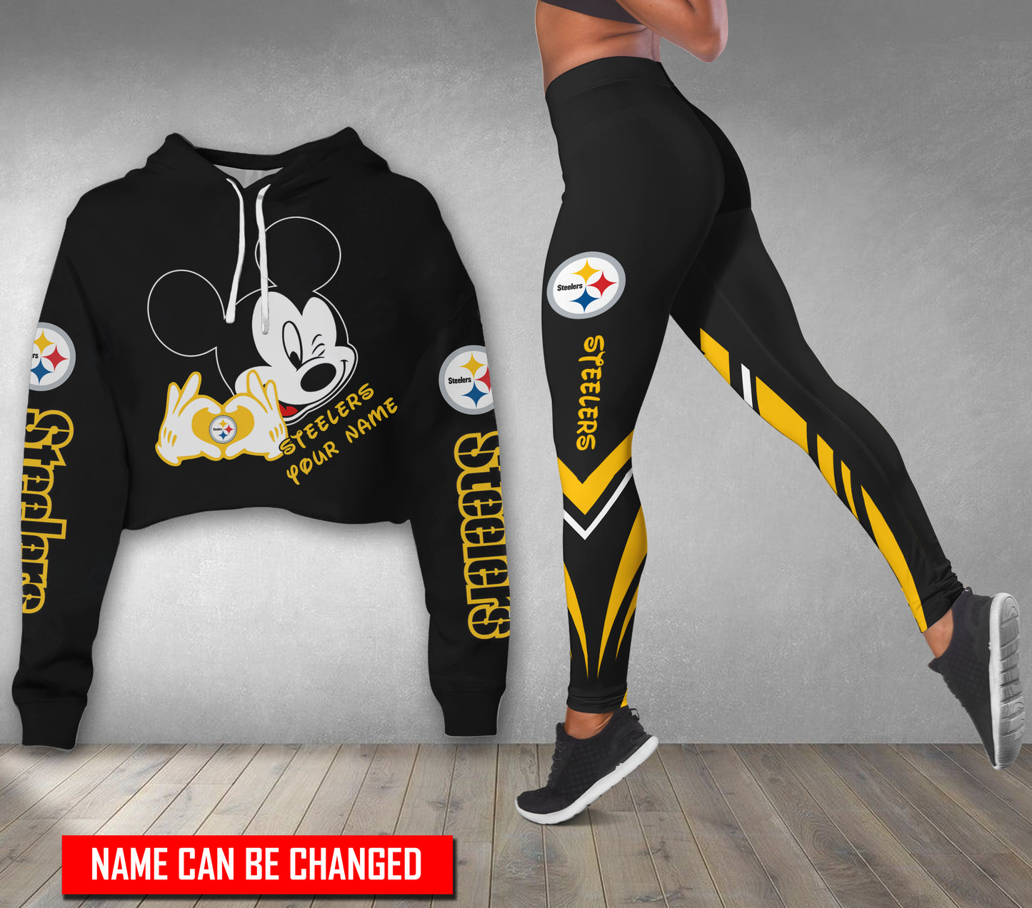 Pittsburgh Steelers Personalized Combo Croptop Hoodie And Leggings BG350