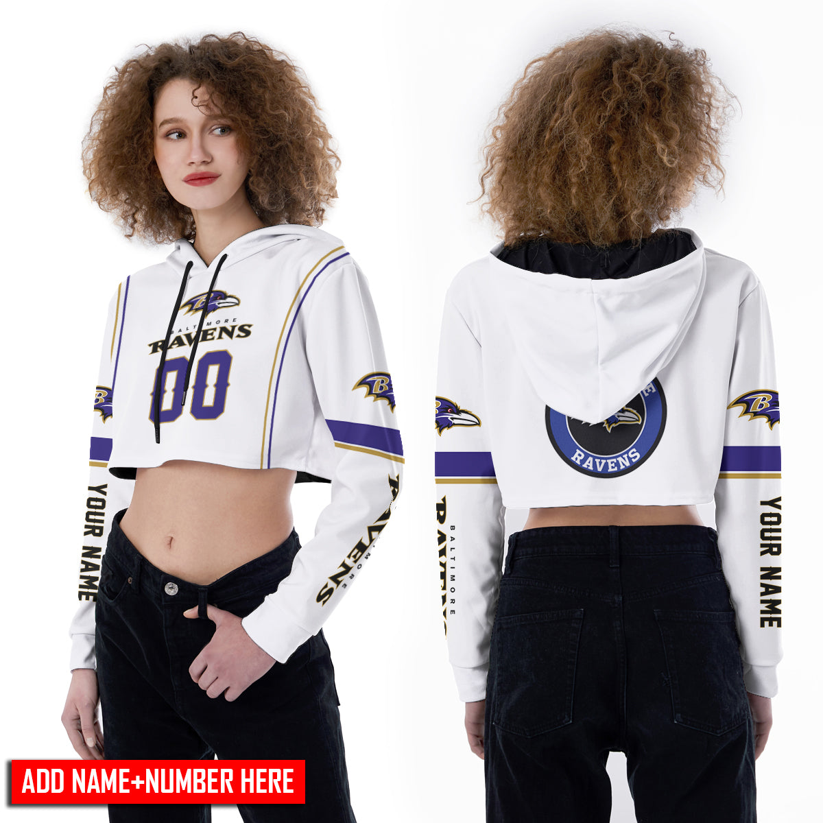Baltimore Ravens Personalized Combo Croptop Hoodie And Leggings BGLG375+BG2CHD375