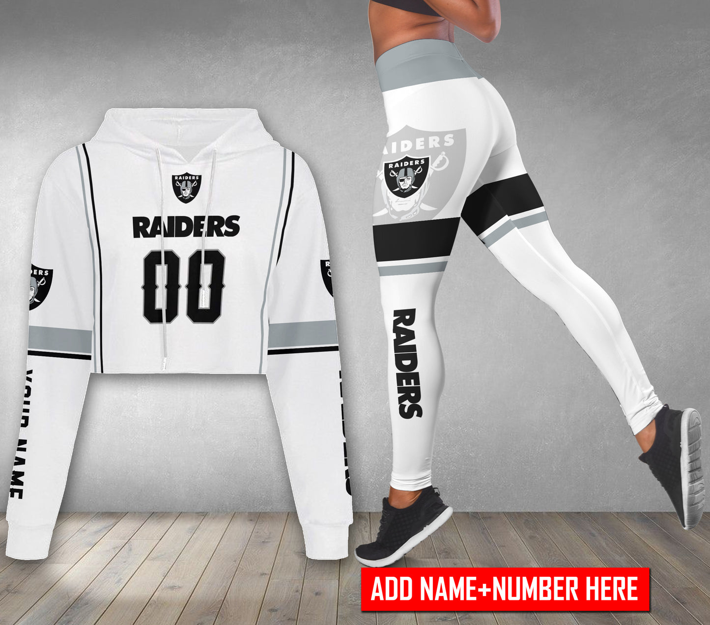 Las Vegas Raiders Personalized Combo Croptop Hoodie And Leggings BGLG384+BG2CHD384