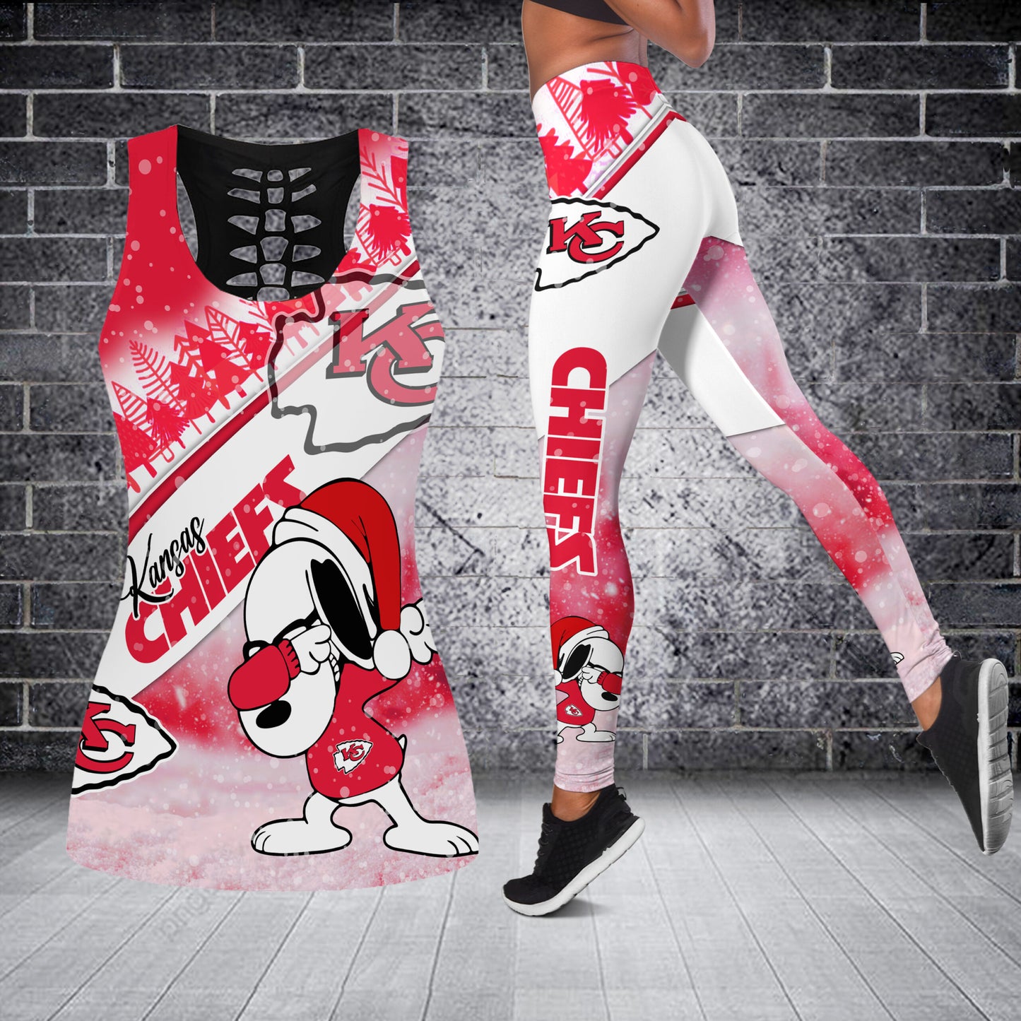 Kansas City Chiefs Personalized Christmas Combo Tank Top And Leggings BGLG392+BGTT392