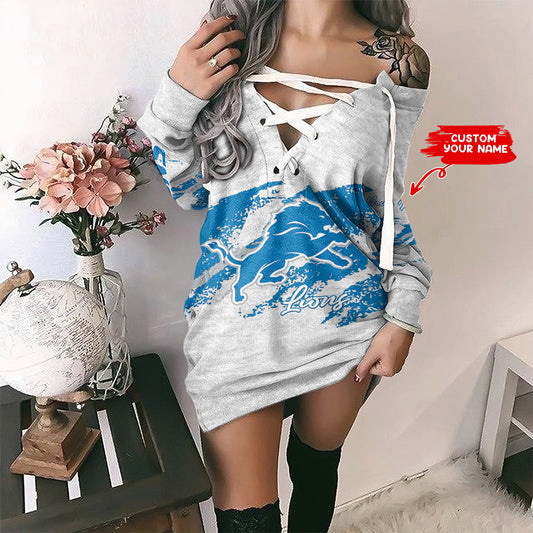 Detroit Lions Personalized Lace-Up Sweatshirt BG25