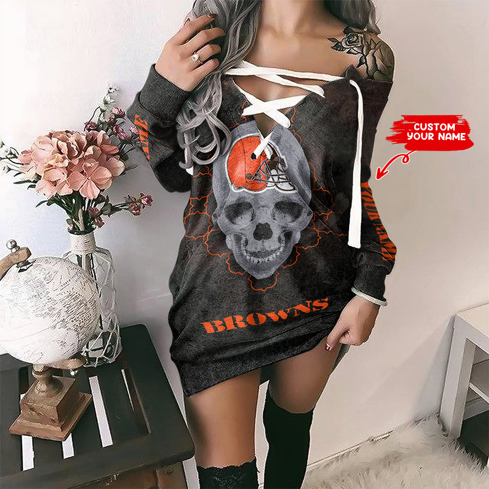 Cleveland Browns Personalized Lace-Up Sweatshirt BGLU028