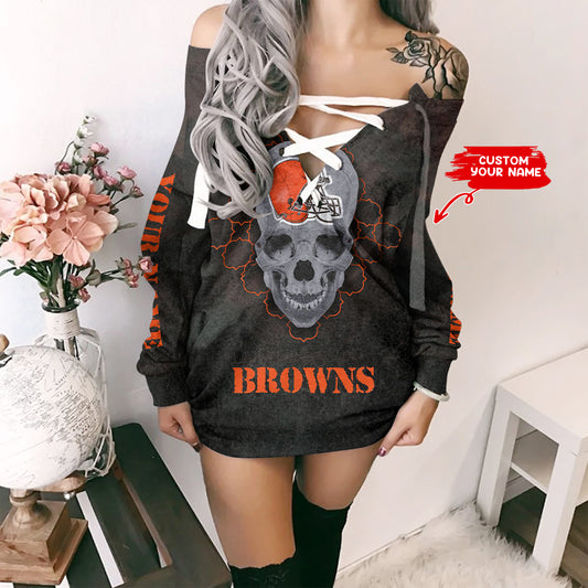 Cleveland Browns Personalized Lace-Up Sweatshirt BGLU028