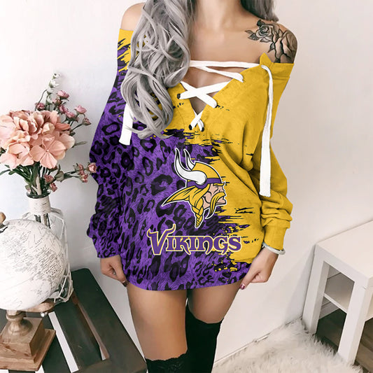 Minnesota Vikings Lace-Up Sweatshirt BGLU031