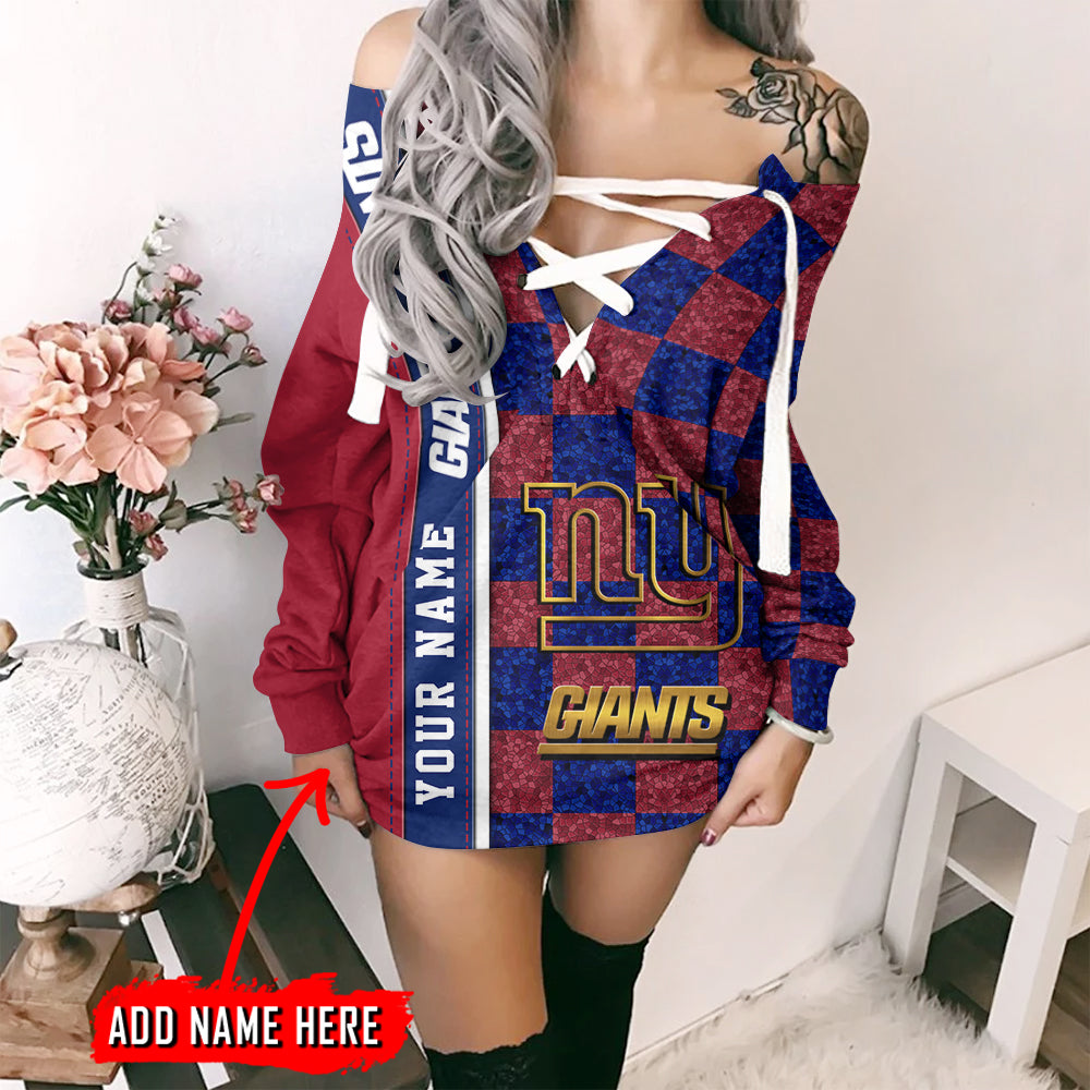 New York Giants Personalized Lace-Up Sweatshirt BGLU038