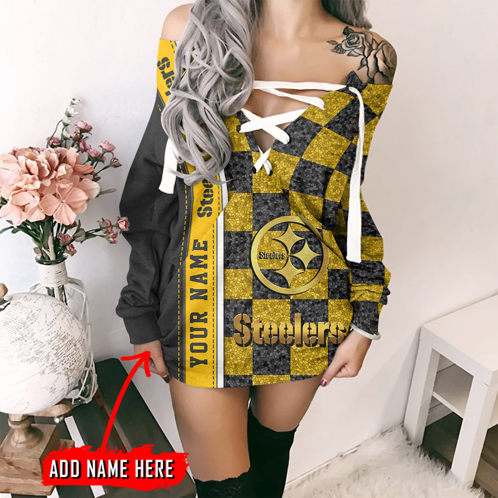 Pittsburgh Steelers Personalized Lace-Up Sweatshirt BGLU040