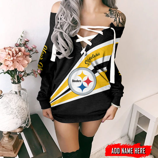 Pittsburgh Steelers Personalized Lace-Up Sweatshirt BGLU046