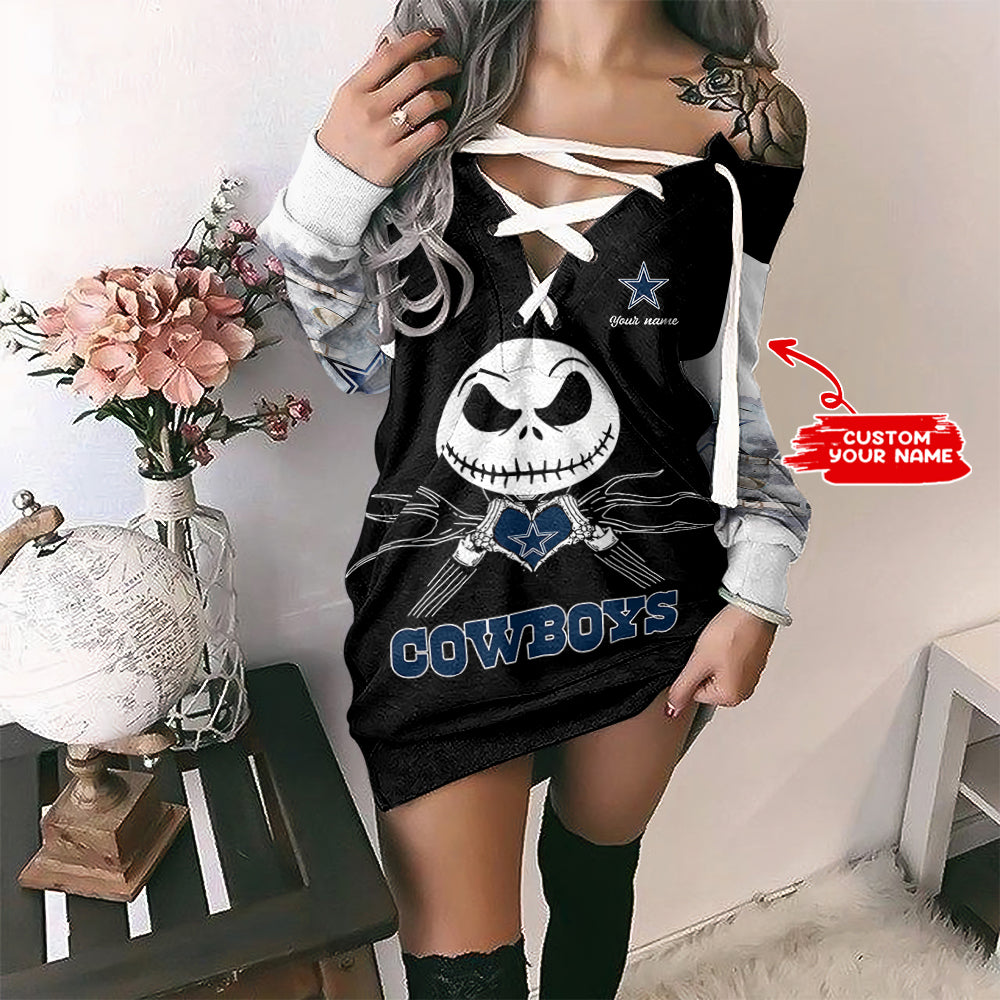 Dallas Cowboys Personalized Lace-Up Sweatshirt BGLU049
