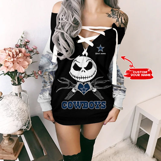 Dallas Cowboys Personalized Lace-Up Sweatshirt BGLU049