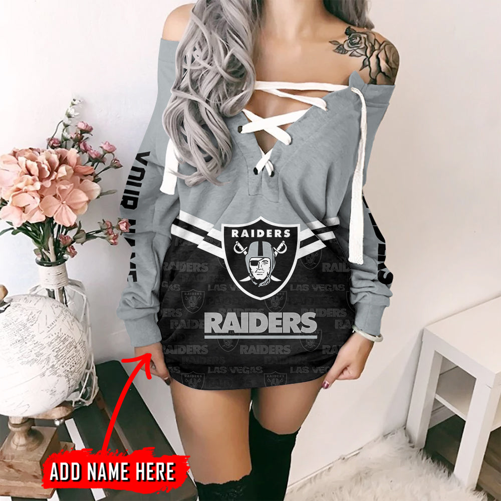 Las Vegas Raiders Personalized Lace-Up Sweatshirt BGLU052