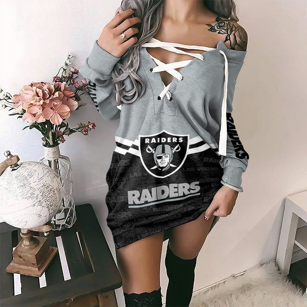 Las Vegas Raiders Personalized Lace-Up Sweatshirt BGLU052