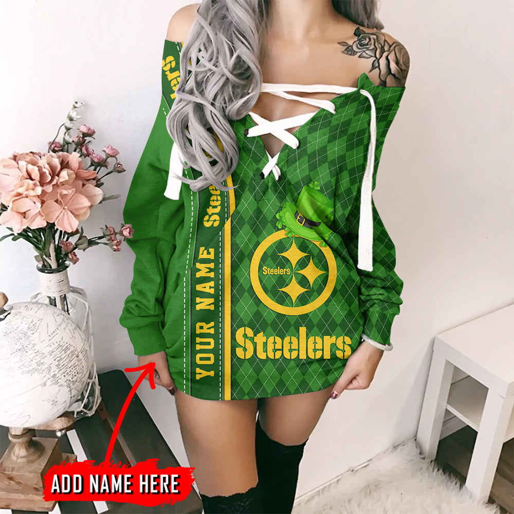 Pittsburgh Steelers Personalized Lace-Up Sweatshirt BGLU054