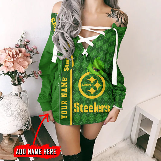 Pittsburgh Steelers Personalized Lace-Up Sweatshirt BGLU054