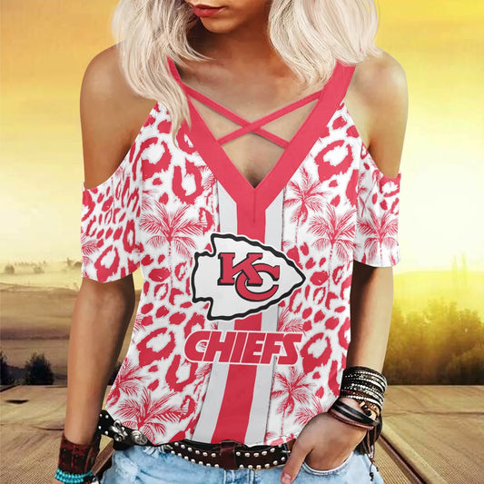 Kansas City Chiefs Miss Hollow Out Blouse Shirt BG002