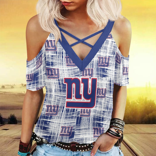 New York Giants Miss Hollow Out Blouse Shirt BG003