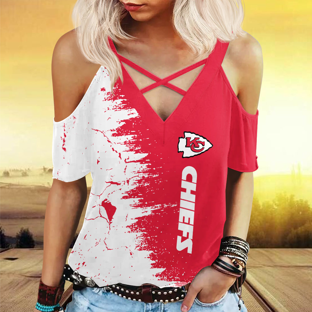 Kansas City Chiefs Miss Hollow Out Blouse Shirt BGMHS043