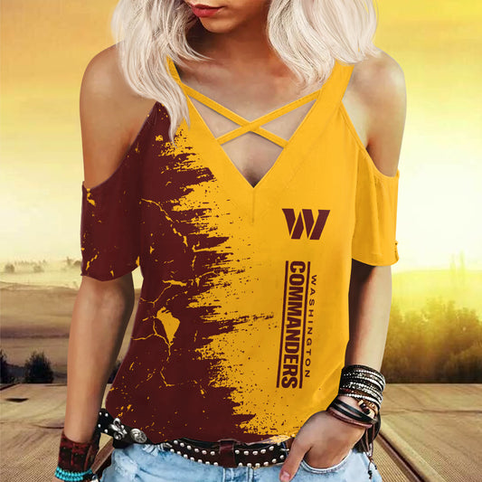 Washington Commanders Miss Hollow Out Blouse Shirt BGMHS044
